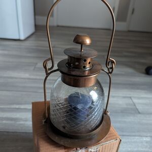 Vintage Boutique Bronze and Clear Glass Lantern
